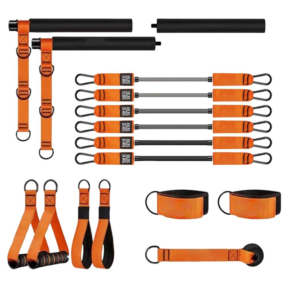 Pilates Workout Equipment with Resistance Bands Portable Weighted Exercise Pilates Bar Exercise Bands Set for Home Bodybuilding