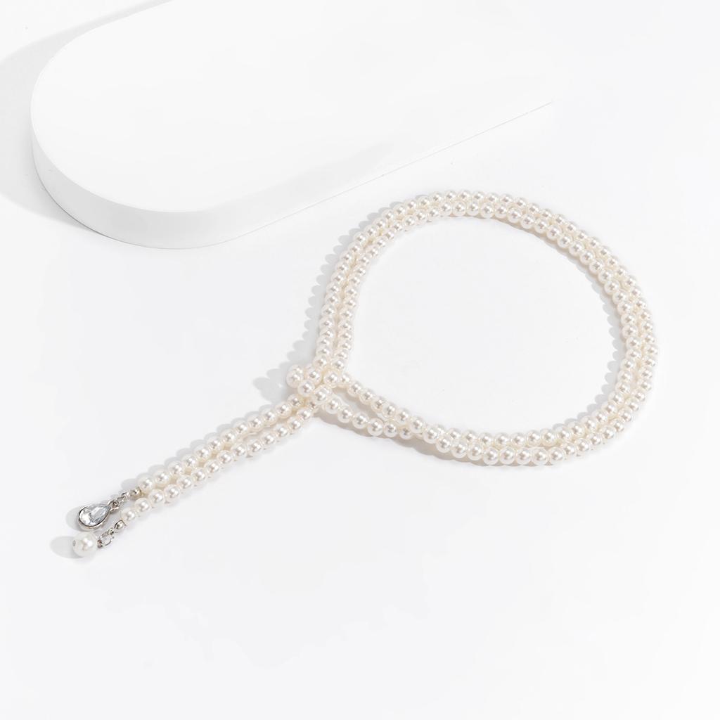 Kette mit Imitation Perlen und Kristallanhänger Halskette für Damen Lange Quasten Halsketten 2026 Modeschmuck Halsaccessoires