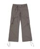 Gillaakaibeu Pocket Embroided String Cargo Pants_Brown
