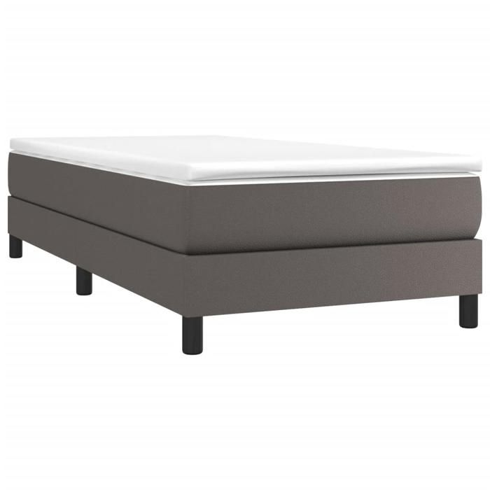 3144241 vidaXL Lit à sommier tapissier avec matelas Gris 90x200 cm Similicuir