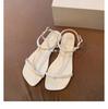 Grape Mother of the Same Style, Fashionable Diagonal Cut Square T-shaped with Toes Versatile Leather Flat Sandals Women's New Summer Models