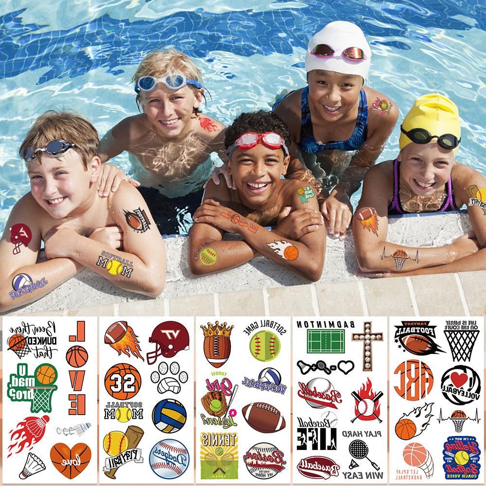 10sheets Ball Games Basketball Soccer Tattoo Stickers For Face Arm Body Temporary Waterproof Tattoo Stickers Boys Creative Gifts