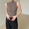 Francouzská košilková vesta pro ženy Volný kulatý výstřih Top bez rukávů ve tvaru I Nošený zvenku Spárovaný se základní košilí na jaro léto