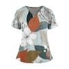 Ladies' Fashionable Floral Print V-neck Double Pocket Short Sleeved Shirt With Slit Hem And Protective Worker's Top
