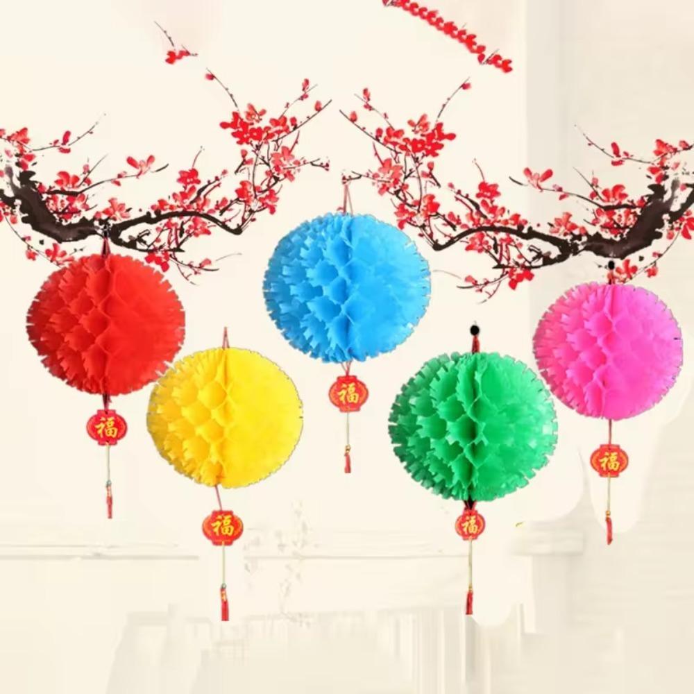 10PCS Jagged Edges Honeycomb Lantern Waterproof Spring Festival Pendant Paper Lantern Ball  Tree