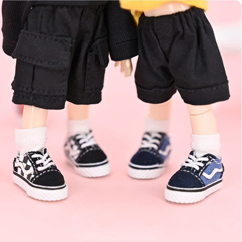 rakulifey Obitsu 11 Shoes, OB11 Shoes for Obitsu Doll 11cm, Sneakers, 1/12 BJD Doll Shoes, 3 Colors, Gift (Black + Blue)