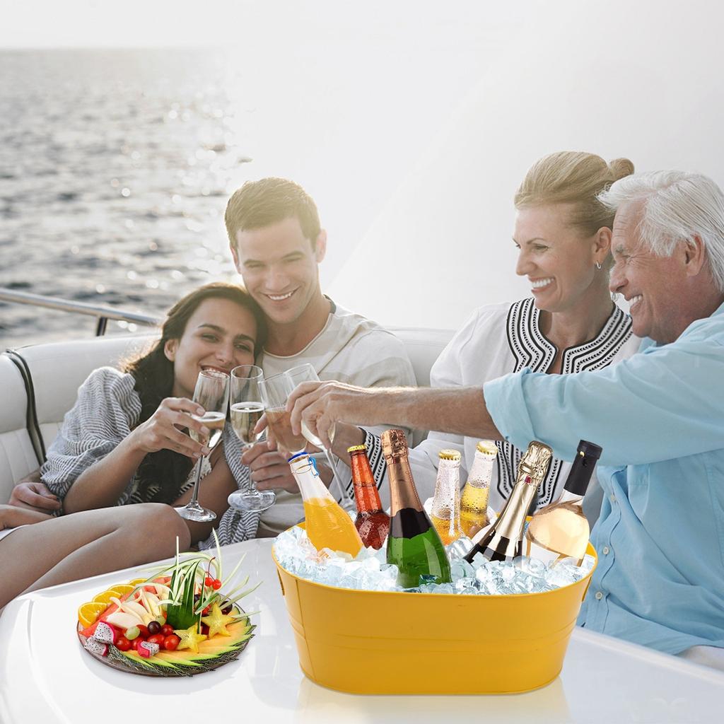 Galvanized Bucket Classic Rustic Vintage Storage Oval Bucket Bin Galvanized Metal Ice Bucket For Beverage Party Home Parties