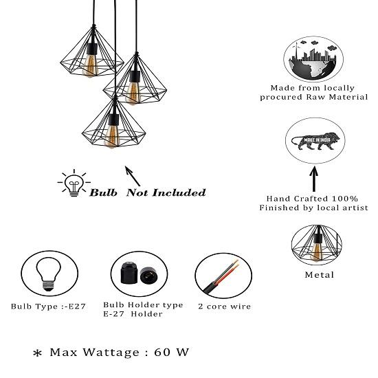 Hanging Light Diamond Cluster, Ceiling Lights for Home Decoration, Pendant Light, Chandelier for Living Room Modern, Balcony Decor, Diwali Decoration