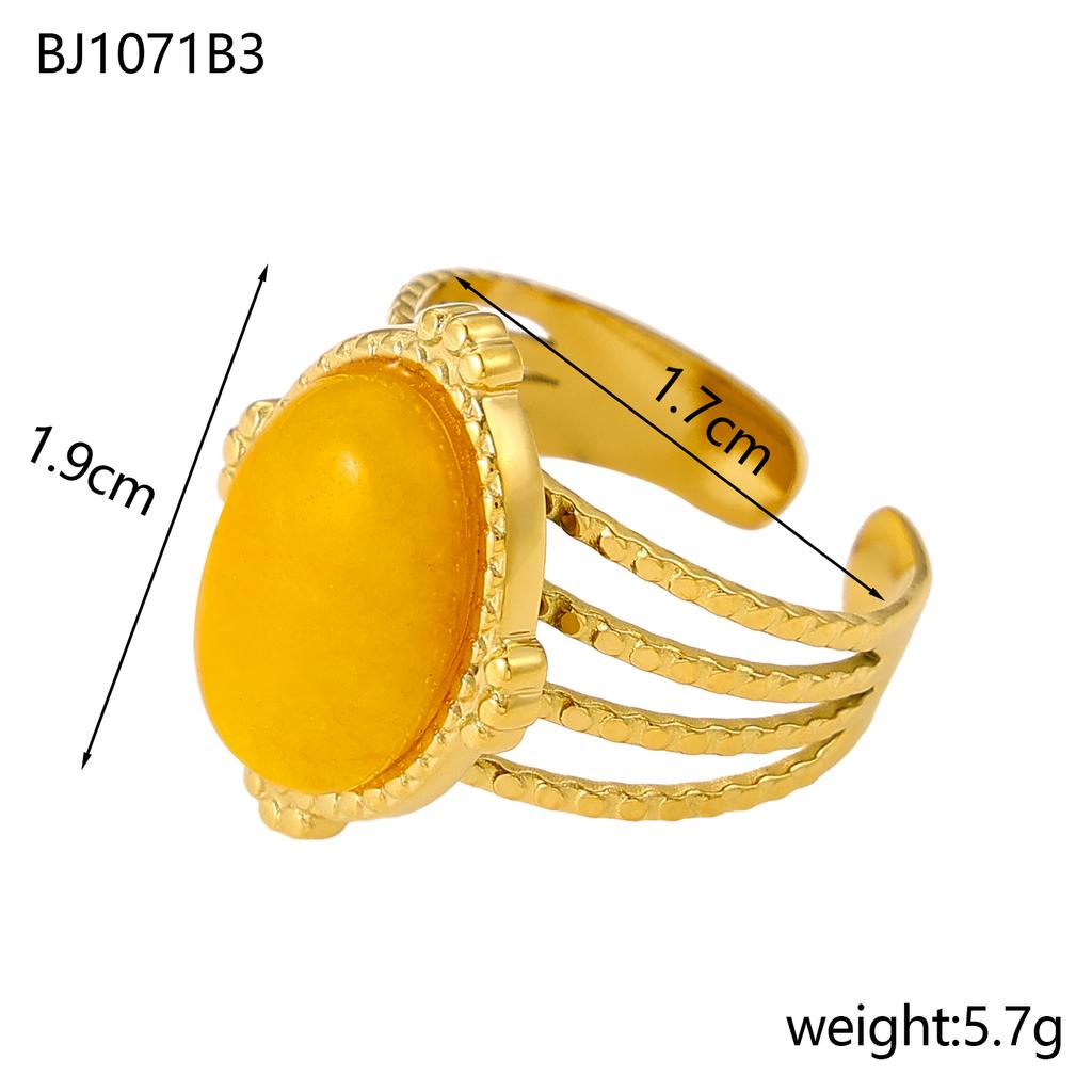 CARLIDANA Exquisite Colorful Rings Gold Plated Open Rings Stainless Steel Natural Red Turquoise Stones for Women Jewelry