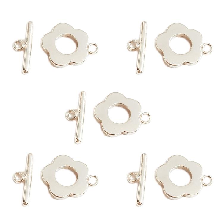 

5 Sets Flower Toggle Clasp T-Bar Connector Jewelry Craft Making Accessories серебряный