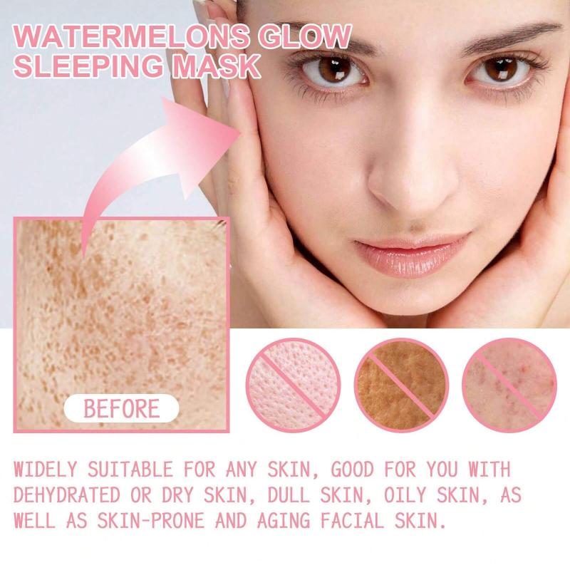 Watermelons Glow Sleeping Mask Face Cream with 50ml Mask Facial Redness Repair Fade Acne Scars Moisturizing The Skin Moisturizing and Brightening
