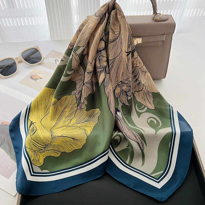 70cm Silk Square Scarf Women Satin Bandana Print Scarves Head Band Fashion Lady Hair Shawl Wrap Female Neckerchief Hijab