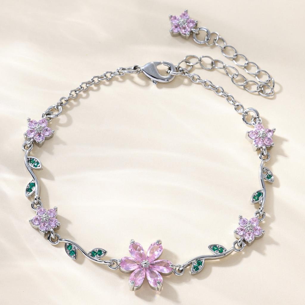 Pulseira Fofa Doce Estilo Ins Mais Vendida Flor de Amor Borboleta Festival Zircônia Pulseira de Cobre Presente de Dia dos Namorados