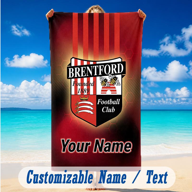 Beach Towel Custom Name Text, Quick Dry Large Towel For Beach HomeBrentford Football