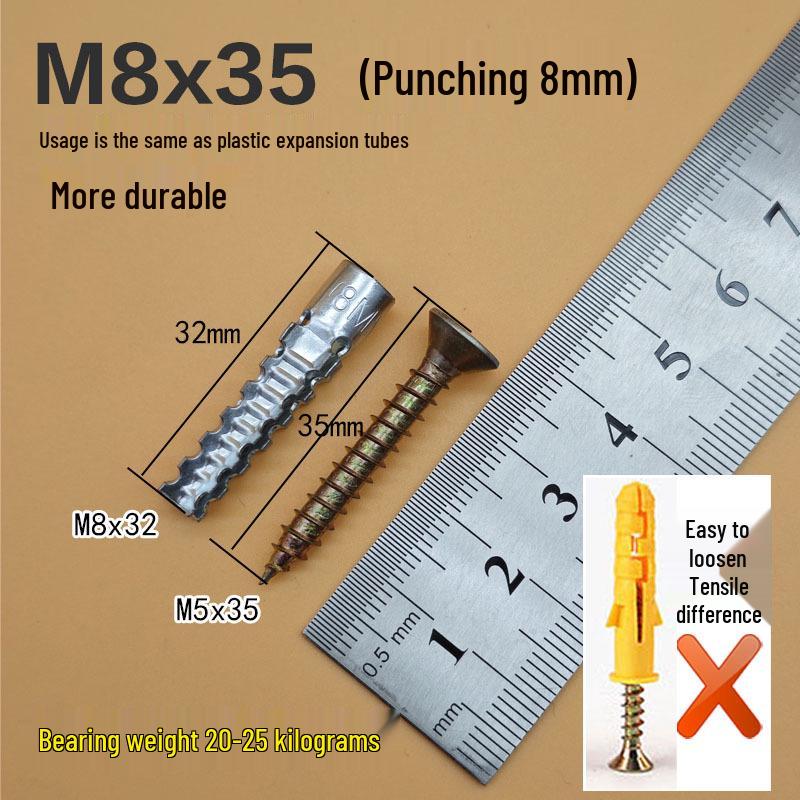 Metal Iron Expansion Screw: Replace Plastic Plugs with 6mm/8mm Serrated Self-Tapping Iron Expansion Plugs