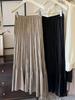 French High-End Black Satin Pleated Mermaid Skirt for Women - Spring New Arrival, Slimming A-line Design