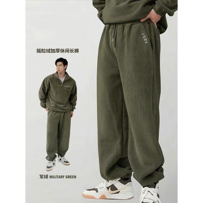 Autumn Winter Men'S Casual Pants American Style Youth Plus Size Fleece-Lined Sweatpants Trendy Brand Versatile Thickened Pants For Men
