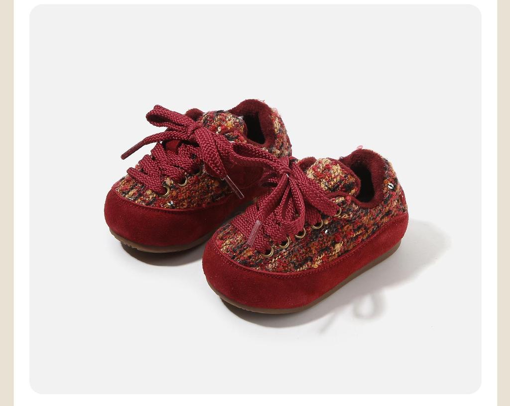 Girls' Winter Knit Toddler Shoes - Cozy Velvet Lined Casual Shoes