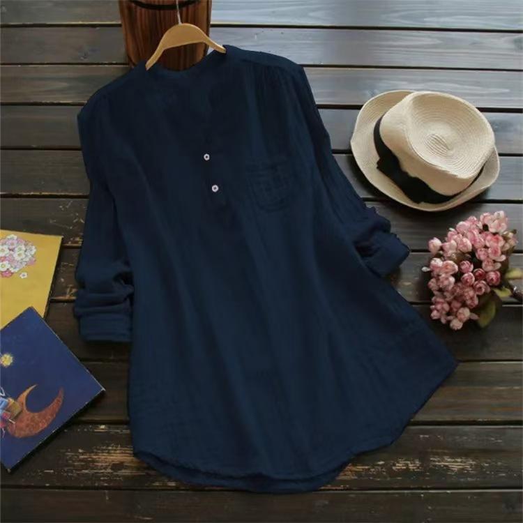 Hot Sale Large Size Bamboo Long Sleeve Shirt Women's European, American Loose Multi-Color Women's Top