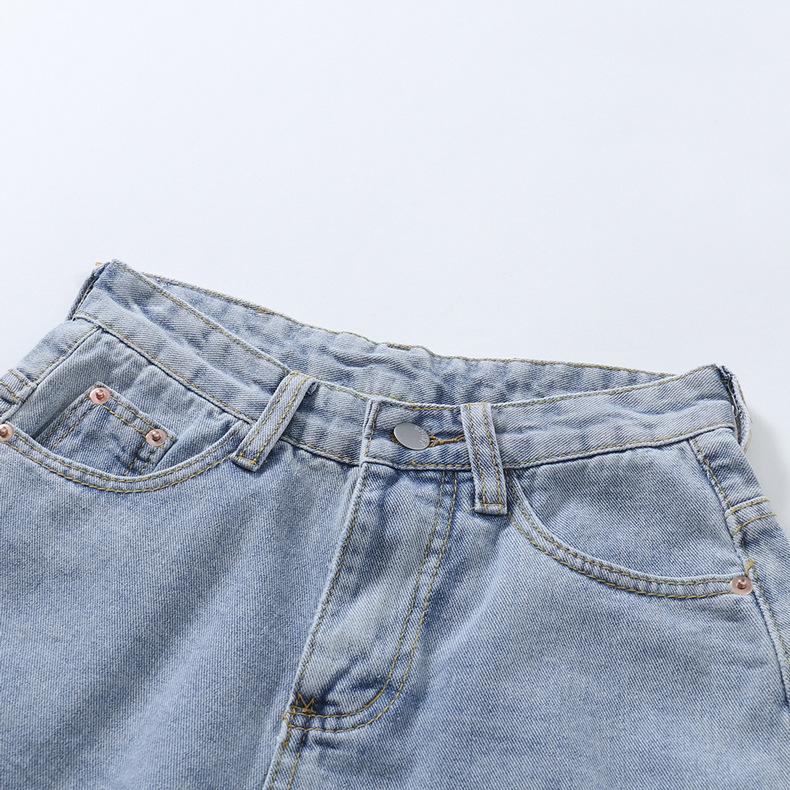 Classic and Minimalist Fashion Versatile High Waist Female High Waist Summer Loose Thin Big Yards Rolled Edge Casual Sub Denim Shorts Individuality