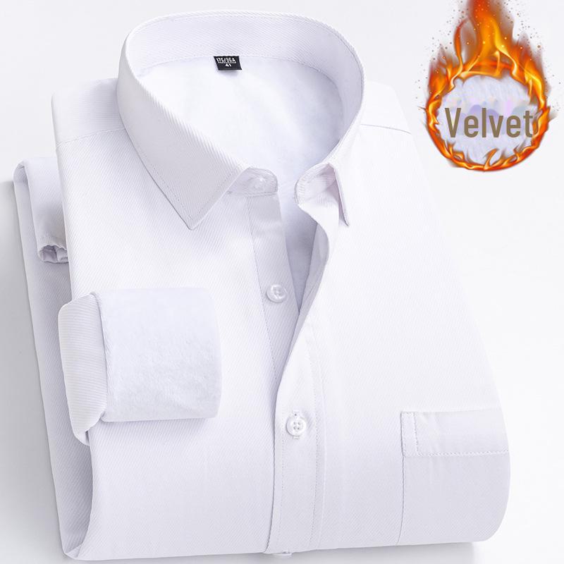 Men's Winter Plus Velvet Long-Sleeve Warm Shirt - Business Casual Gift for Middle-Aged Men