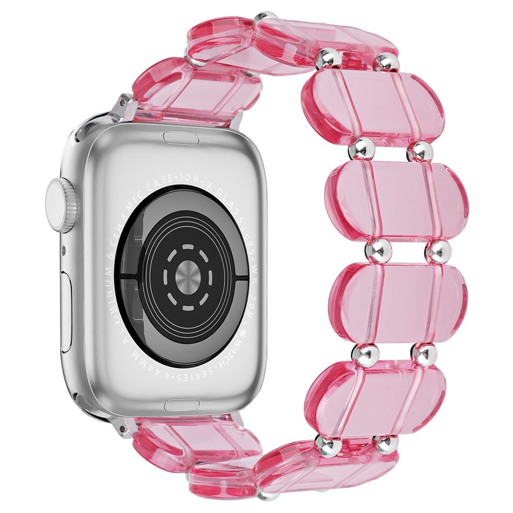 

For Apple Watch Series 10 46mm/Ultra 2 Ultra 49mm/Series 9 8 7 45mm/6 5 4 SE (2023) SE (2022) SE 44mm/3 2 1 42mm Elastic Resin Watch Band Transparent Pink