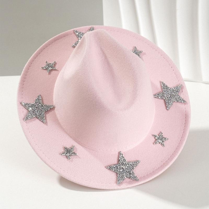 Sparkling Rhinestones Star Western Hat For Women Oversized Comfortable Hat Headpiece All Weather Stylish Headwear
