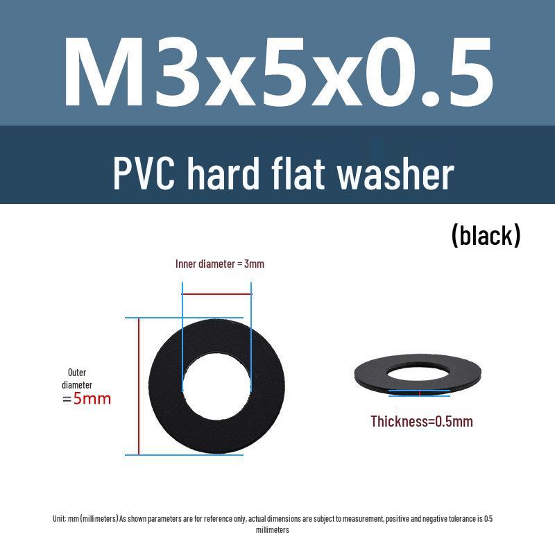 Yigu Black Nylon PVC Sealing Washer M4/M5: Thick, Insulating Plastic for Screws
