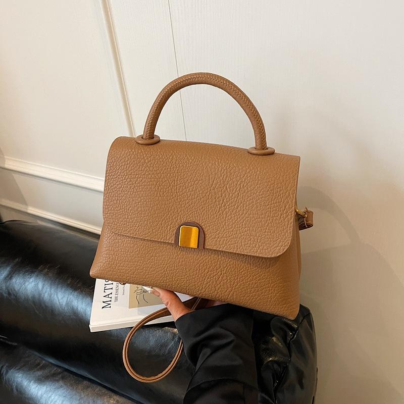 Light luxury simple and versatile commuter document handbag high-end lychee pattern women's bag new casual shoulder messenger bag