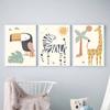 Nordic Creative Baby Cartoon Animal Canvas Painting Tiger Elephant Lion Monkey Giraffe Poster Children's Room Wall Art Decor