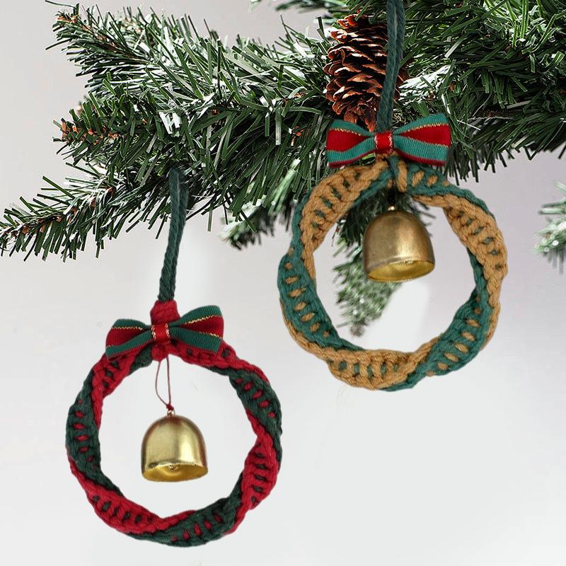 1 Set Festive Macrame Kit Xmas Party Red Green Handmade Christmas Ornament Set Walls