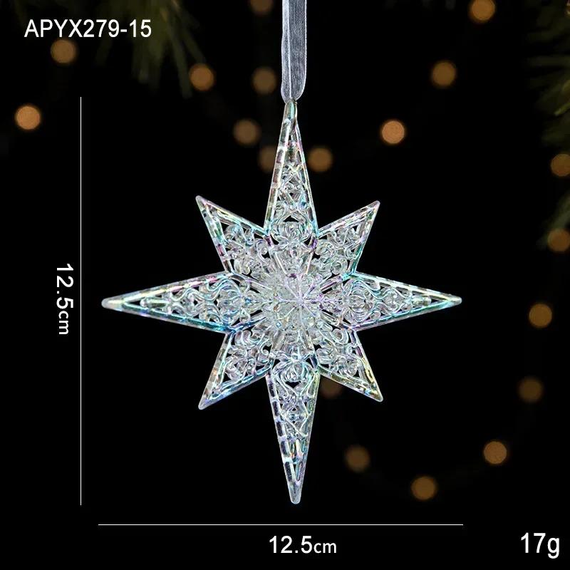 3 Packs Christmas Snowflake Elk Small Pendant Christmas Tree Decorations Acrylic Pendants Colorful Transparent Crystal Pendant