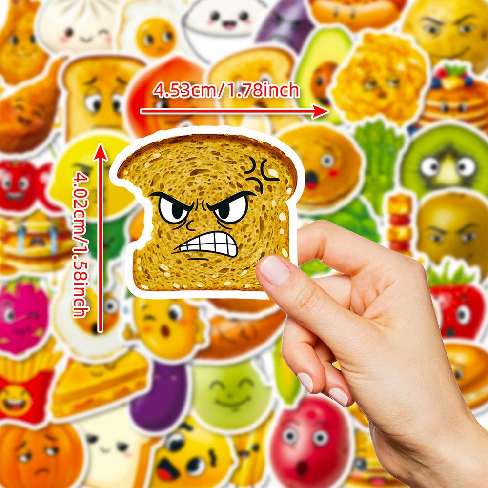 10/30/56pcs Funny Cute Creative Food Meme Stickers Kawaii Fruit Rice Bread Cartoon Sticker Fridge Phone Suitcase Decals Toy Gift