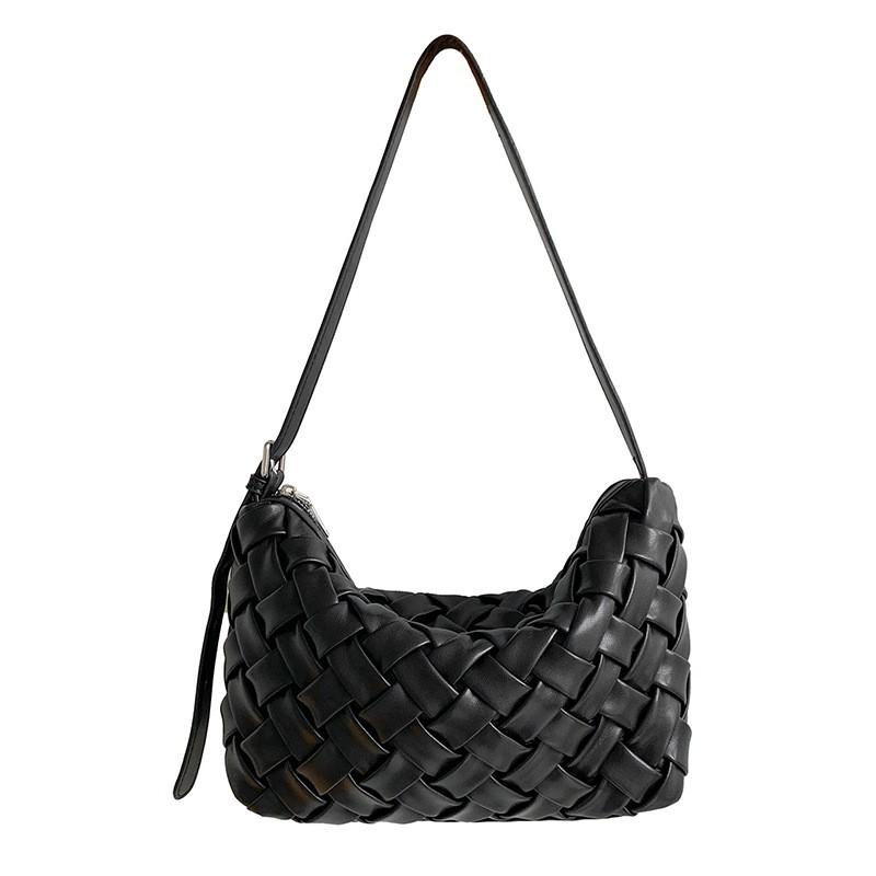 Woven Soft Leather Crossbody Bag Minimalist Chic Tote Daily Commute Urban Style