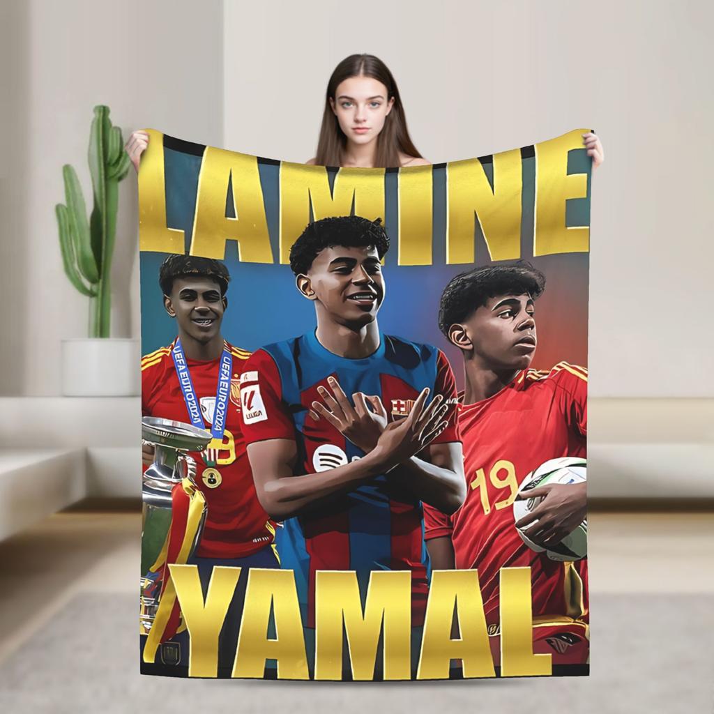 Lamine Y-Yamal Decken Camping Flanell Überwurfdecke Für Heimdeko Weiches Design Qualitäts Tagesdecke Geschenkidee