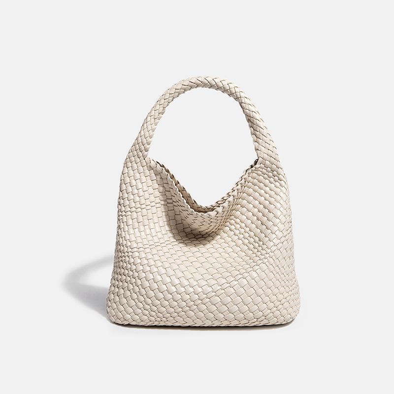 2024 Spring/Summer Women's Hand-Woven Soft Leather Bucket Bag - High-End Single Shoulder Handbag & Underarm Bag
