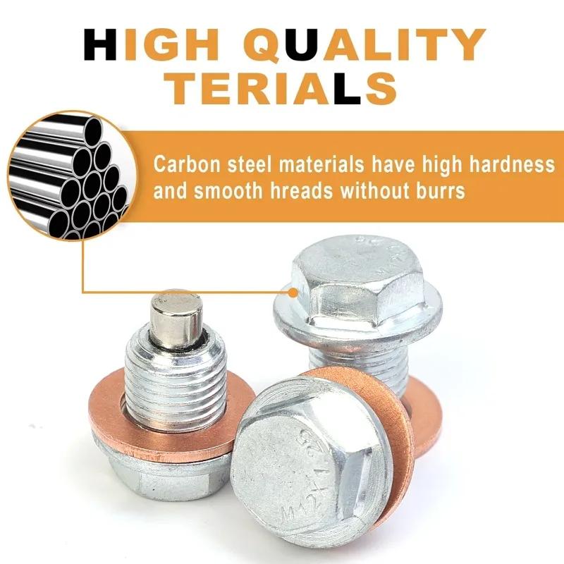 1/2/5set Magnetic Oil Drain Plug M12*1.25 Screw Gasket Set Car Engine Accessories for Most Infiniti Exus Nissan Scion Toyota