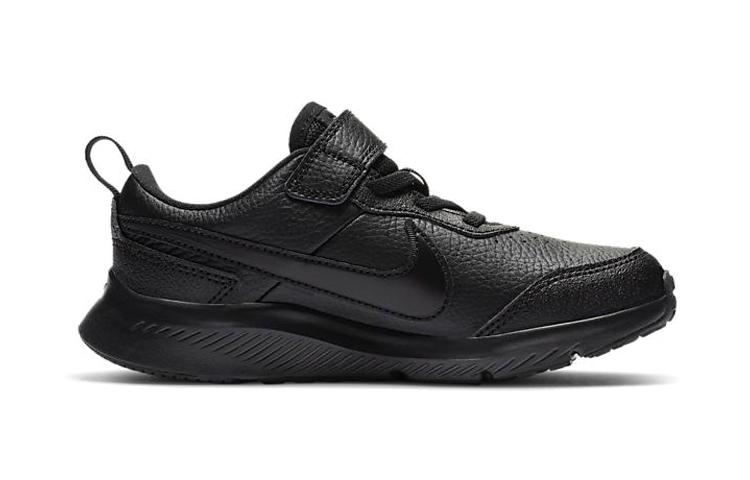 Nike Varsity Leather Low Top Sports Casual Shoes Pure Black Children Aged 3 7 Years Old CN9393-001