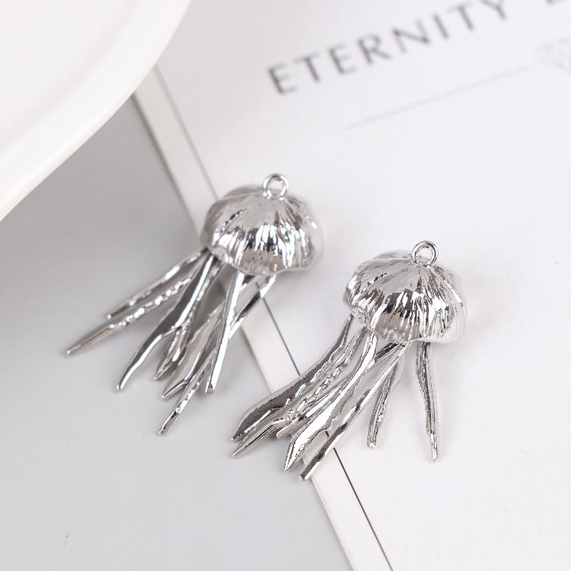 

2Pcs Dainty Jellyfish Charms Pendant 14K Gold Plated For Diy Earrings Necklace Jewelry Making Accessories срібний