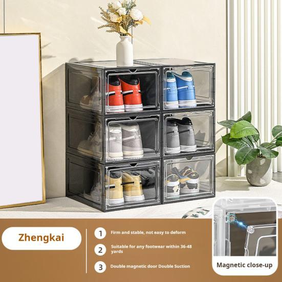 Průhledný úložný box na boty s magnetickými dvířky Velkokapacitní Stohovatelný Průhledný Prachotěsný