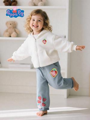 Peppa Pig Stylish Girls' Washed Denim Jeans for Spring & Autumn