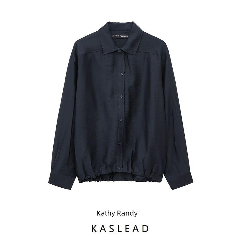 Kaslead New Arrival Women's Clothing Fashion Style Fashion Texture Pleated Satin Long Sleeve Shirt 05115815407