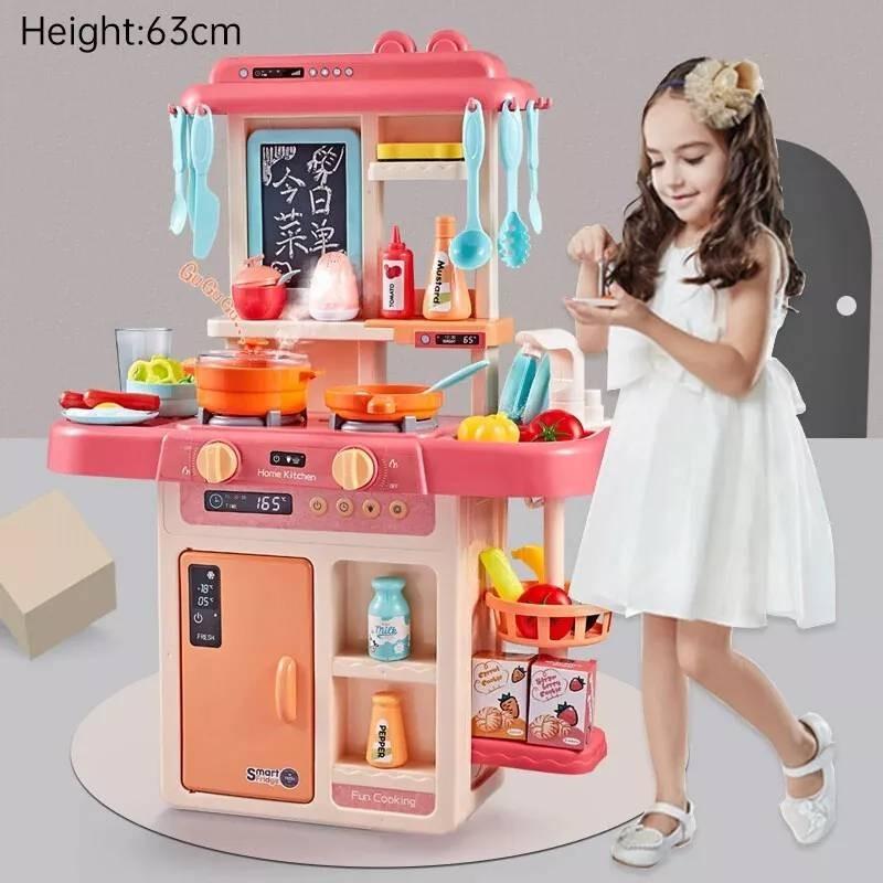 Large Educational Kids Kitchen Toy Set With Realistic Cooking Features And Spray Function