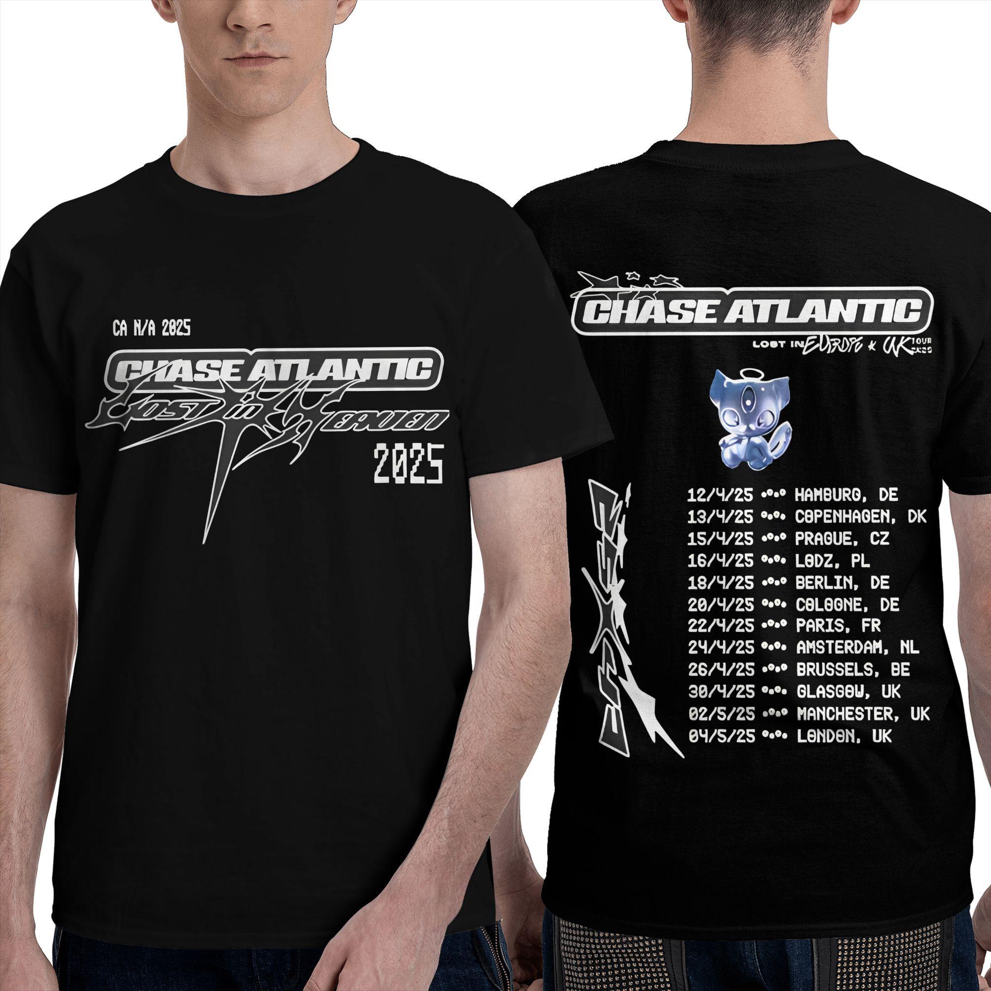 

Chase atlantic Футболка Мужская Музыка Винтажная Футболки из Чистого Хлопка Летняя Футболка с Круглым Вырезом Хипстерский Принт Оверсайз Топы S