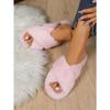 Fall 2025 New Cross-strap Flat Cotton Slippers Women's Plus Size Casual Home Indoor Wool Slippers