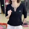 V-neck Long-sleeved T-shirt Casual Women's Fashion Top Spring and Autumn