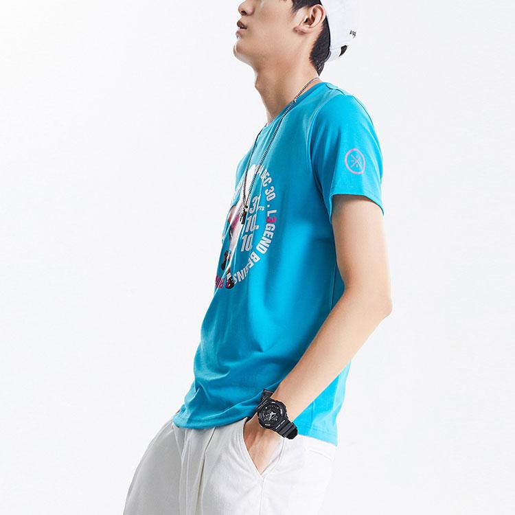 Li-Ning Wade Series Printed Round Neck Short Sleeve T-Shirt Men Tops Blue AHSQ475-4