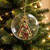 Holiday Tree Decorations 2D Flat Beaded Art Christmas Ornament, Acrylic Rustic/Candy/Snowflake Dangle/Faux Crystal Durable Ornament Xmas Hanging