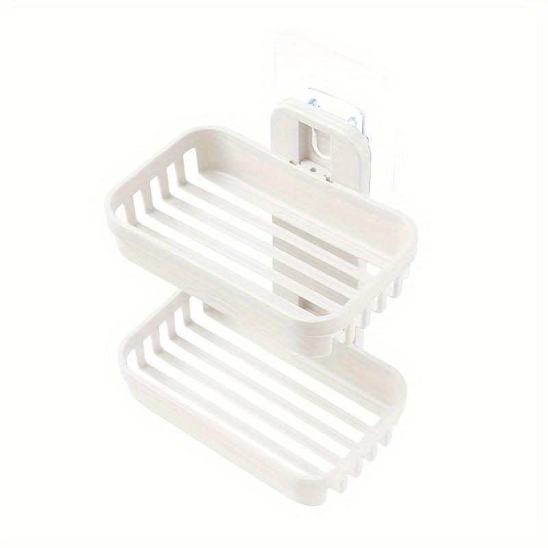 

1pc Maximize Space with Sleek Double-Layer Soap & Sponge Holder - Wall-Mounted, Draining Design for Dry Toiletries & Shampoo 1pc