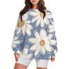 Women's Casual Print Round Neck Loose Long Sleeve Sweatshirt Top With Pocket